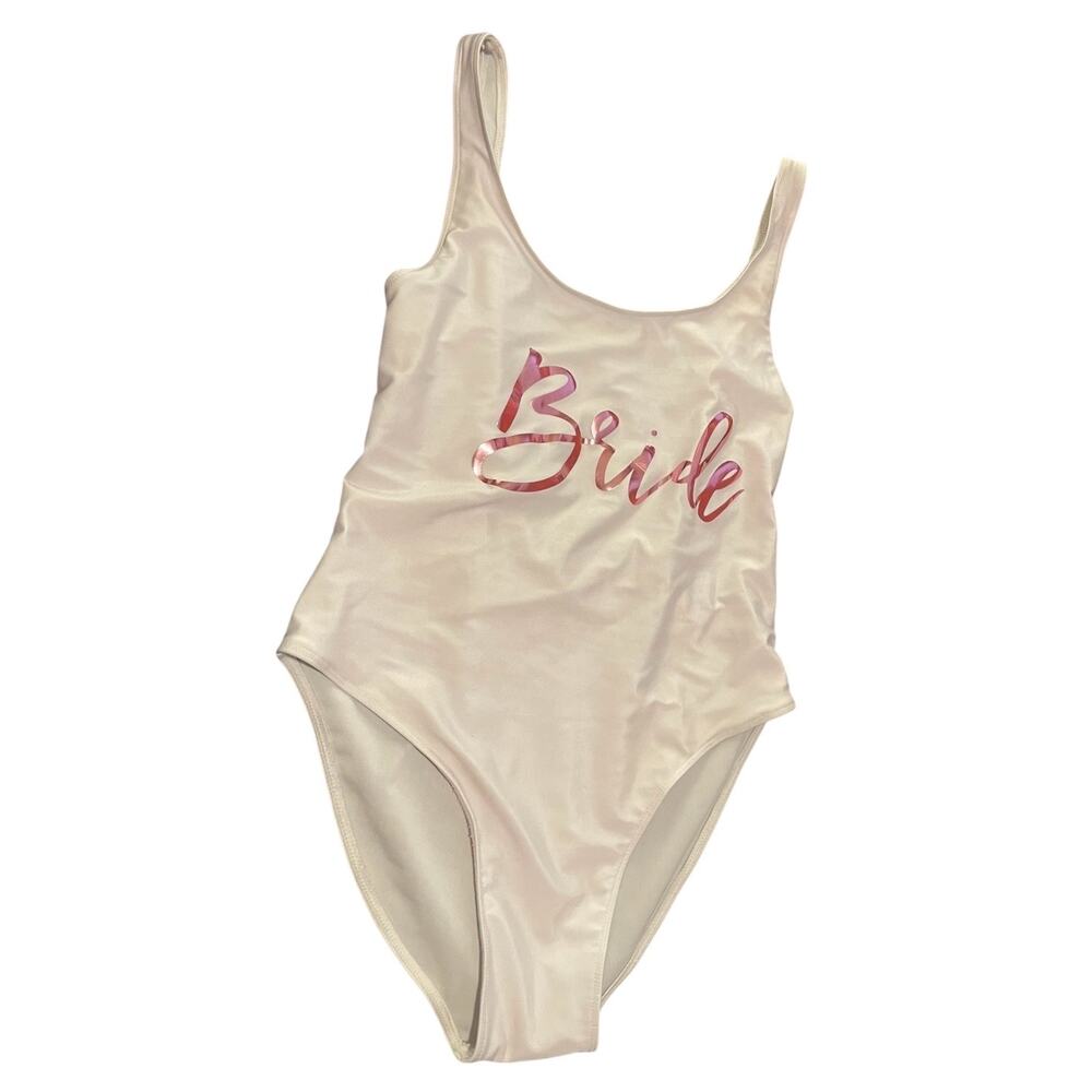 Bride Women’s One Piece Swimsuit Letter Print High Cut Monokini Bridesmaid Team